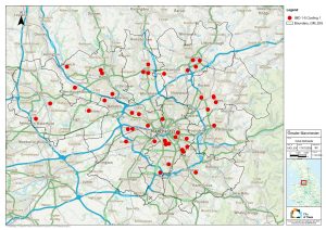Map of school playgrounds trees planted in because of heat